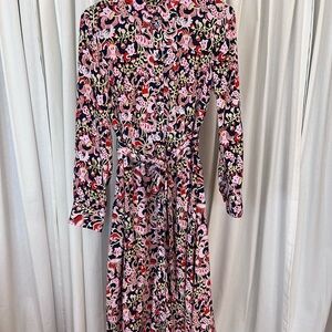 Boden Floral  Long Sleeve Belted Shirtdress